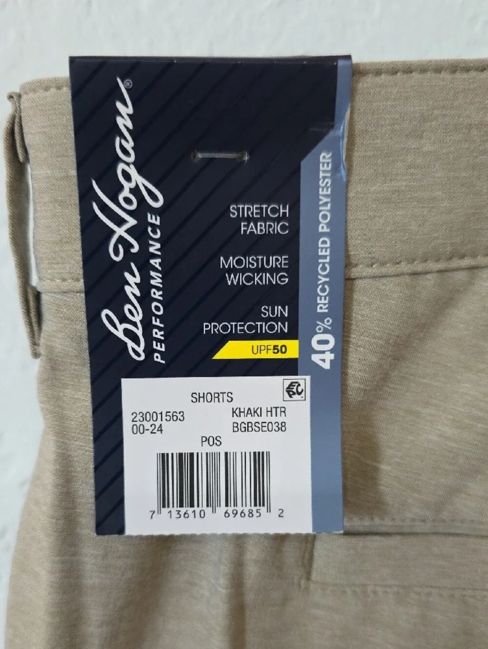 Hogan Men's Flat Front Golf Shorts Light Khaki Size 44